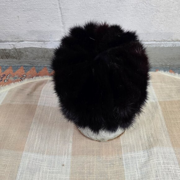 True Vintage Mobwife Skibunny Poetcore Operacore Preppy Black Fur Beret Cap Hat main image 5